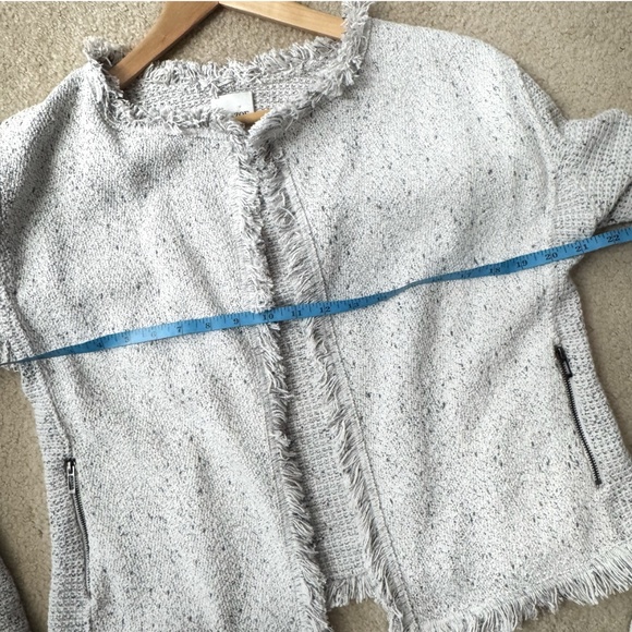 Nic + Zoe Fringe Blazer Mixed Knit Jacket Sugar Cookie Sweater Knit Fringe Large - Picture 12 of 16